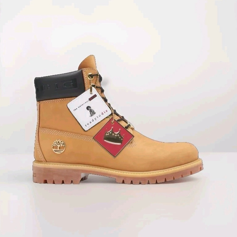 Men's Timberland PREMIUM 6-INCH Boots Notorious B.I.G. Hip Hop  Wheat 13 Men